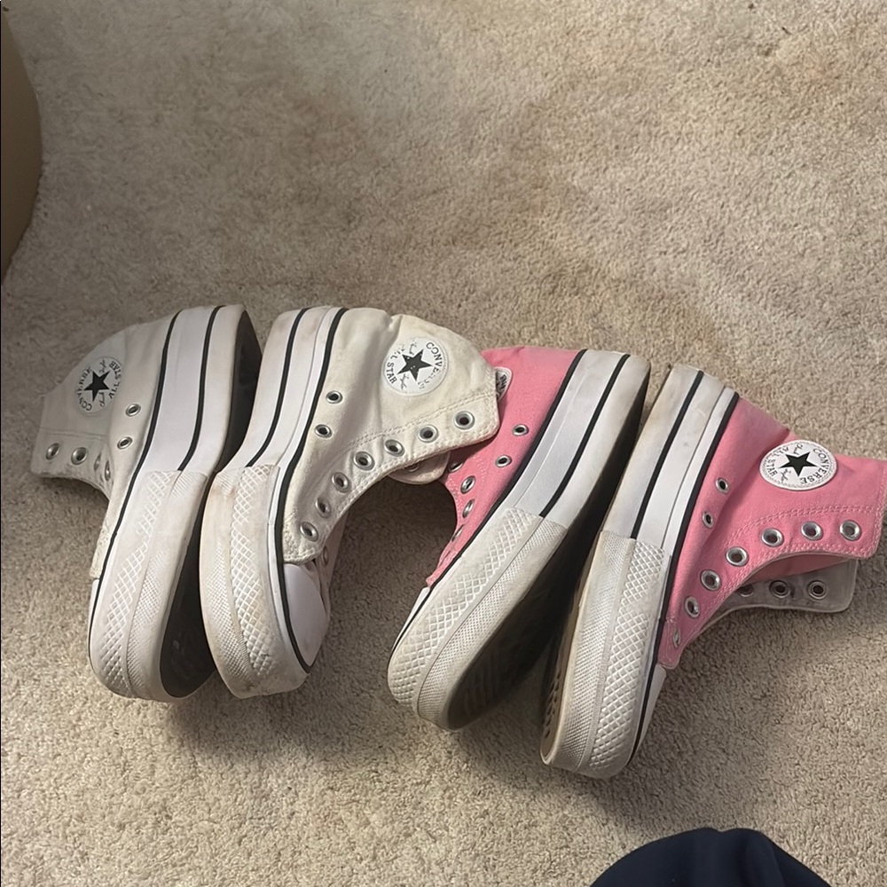 Converse High-Tops in Pink and Cream